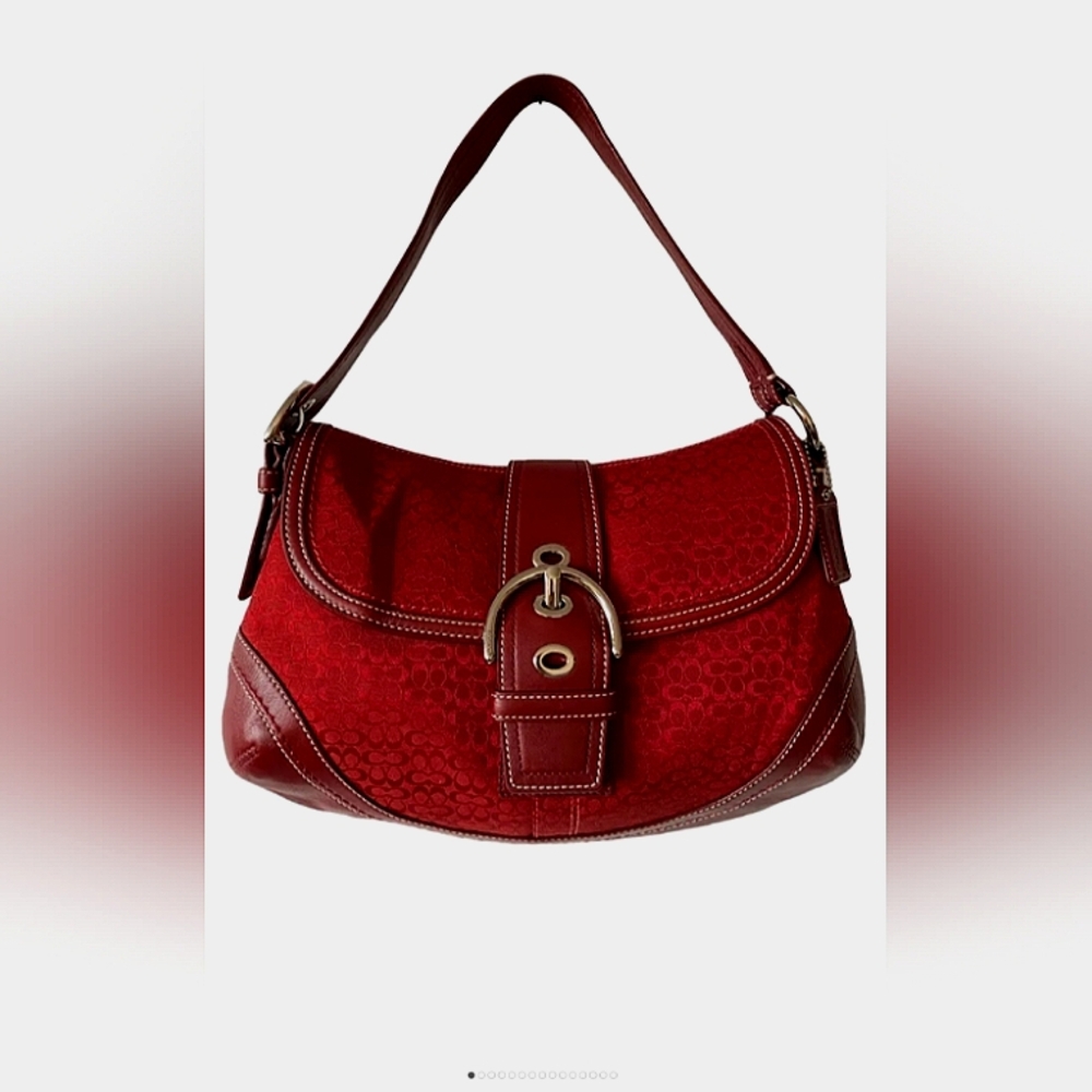 Coach vintage bag Red Signature Soho jacquard logo purse No. F10925